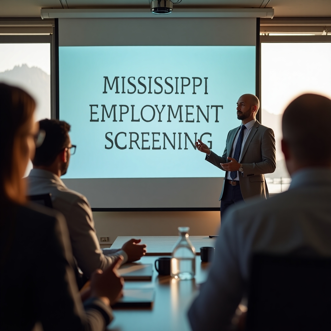 HR expert speaking to team members about Mississippi Employment Screening laws HR expert speaking to team members about Mississippi Employment Screening laws