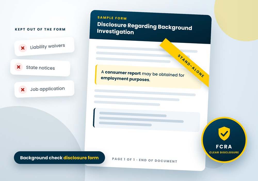 Background check disclosure form sample shown as a stand-alone document