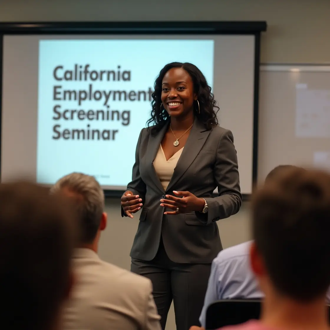 HR expert speaking to team members about California Employment Screening laws