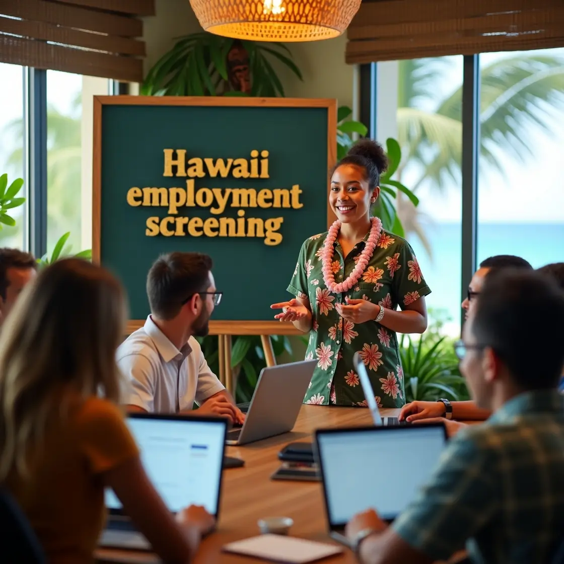 Hawaii HR expert speaking to team members about Hawaii Employment Screening laws