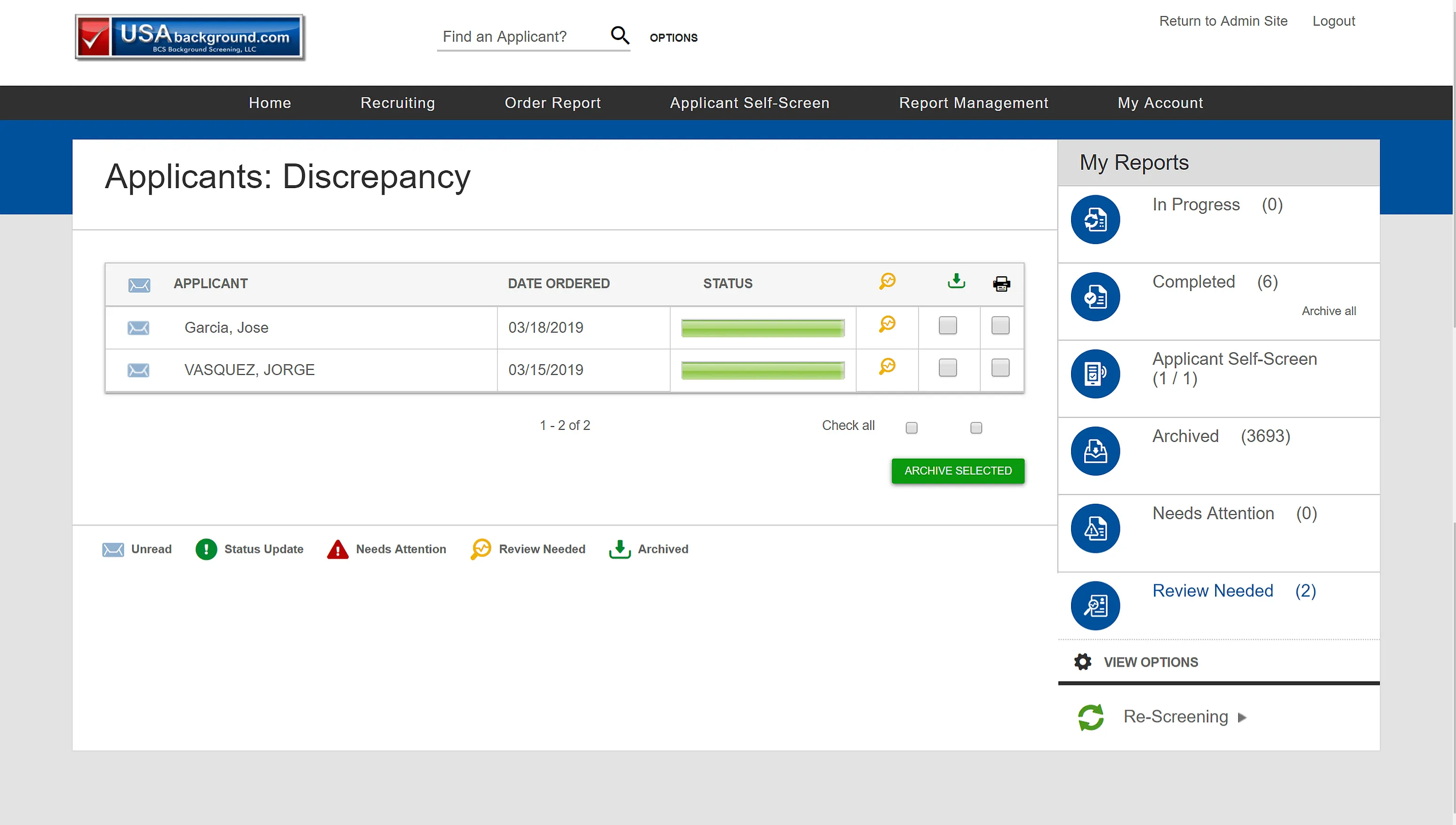 criminal records found