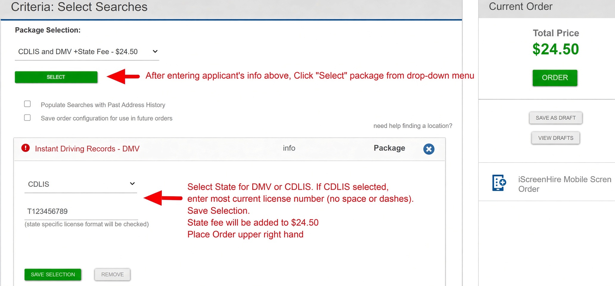 How to order driving or CDLIS records