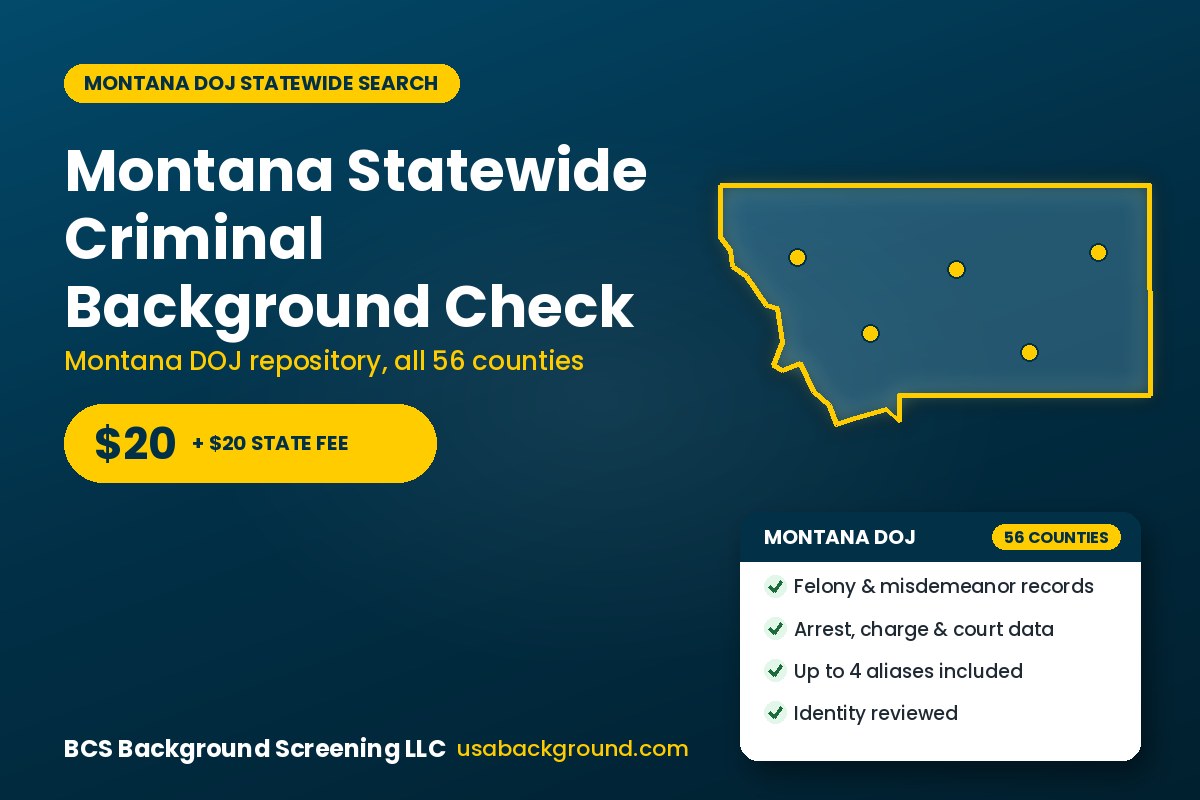 Montana statewide criminal background check from the Montana Department of Justice repository