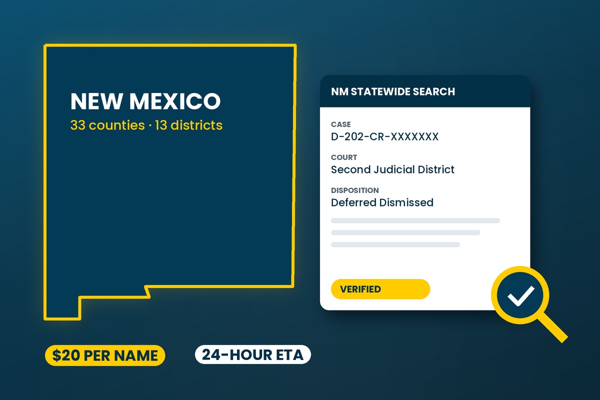 New Mexico statewide criminal background check court records search by BCS Background Screening LLC