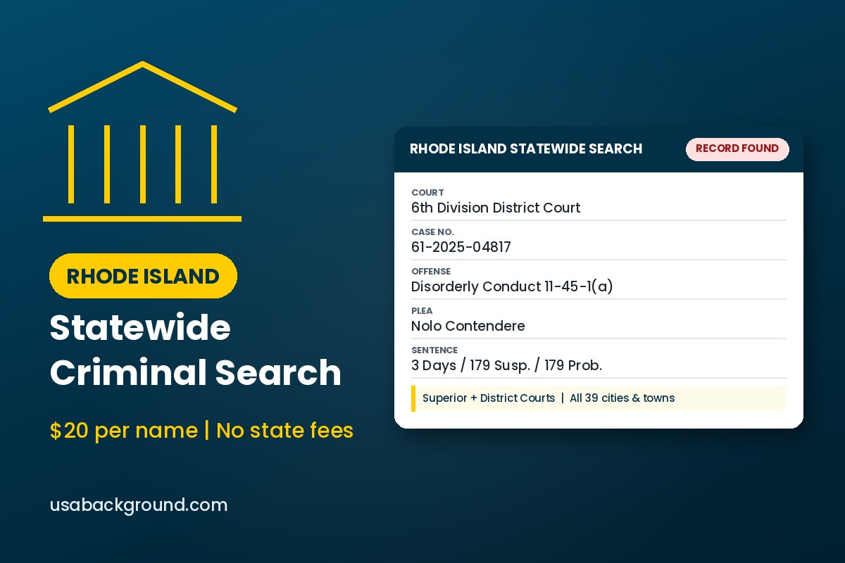 Rhode Island statewide criminal background check report from BCS Background Screening LLC