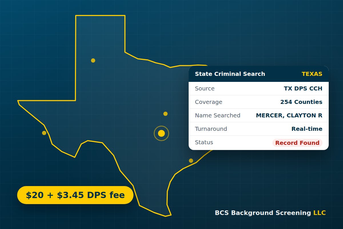 Texas criminal background check statewide DPS search results card